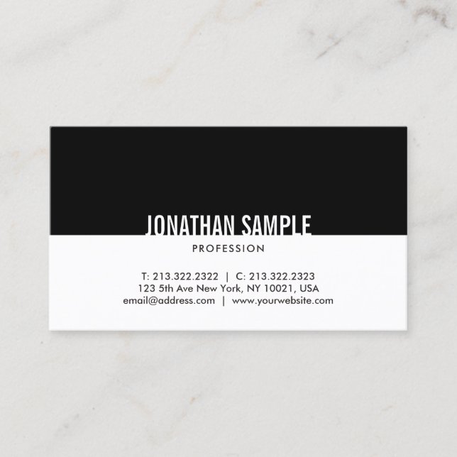Tarjeta De Visita De moda elegante simple negro y blanco de (Anverso)