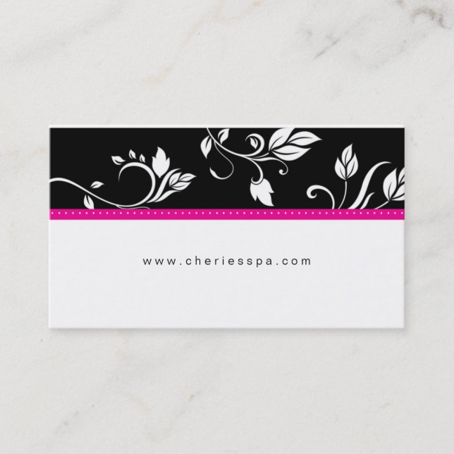 Tarjeta de visita de moda floral negra blanca de (Anverso)