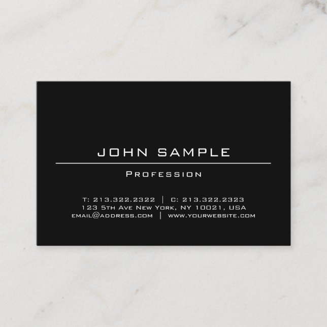 Tarjeta De Visita De moda liso blanco negro moderno de Minimalistic (Anverso)