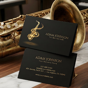 Tarjeta de visita de músico de lujo Saxofón dorado