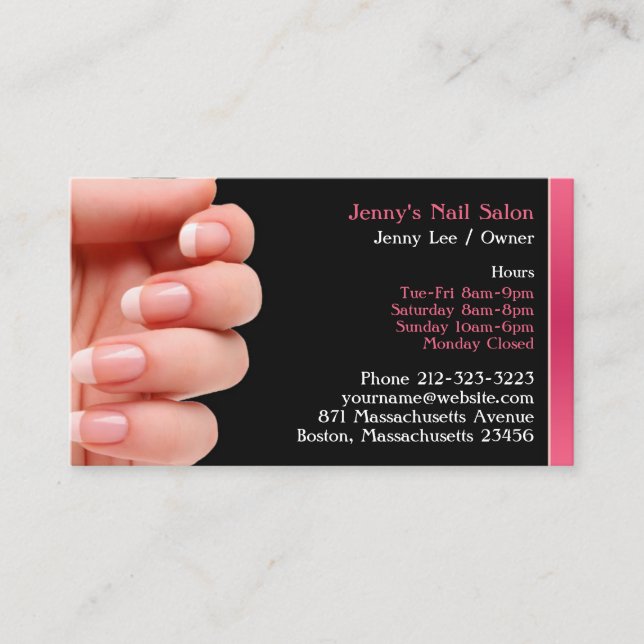 Tarjeta de visita de Nail Salon con cita (Anverso)