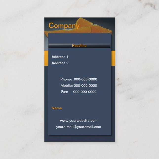 Tarjeta de visita de Naranja de medianoche (Anverso)