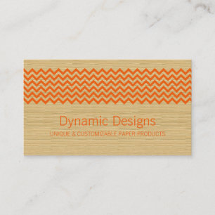 Tarjeta de visita de naranja Rustic Chevron
