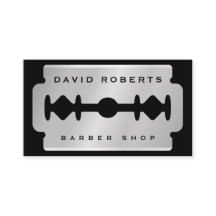 Tarjeta de visita de negocios de barbero con hoja