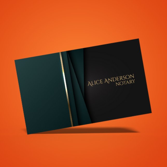 Tarjeta de visita de notario elegante de oro verde (Subido por el creador)