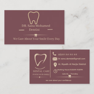 Tarjeta de visita de odontología elegante para den