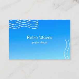 Tarjeta de visita de ondas retro con gradiente azu
