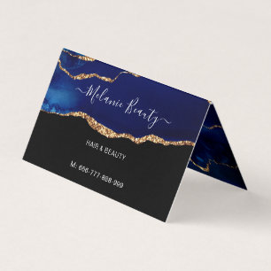 Tarjeta de visita de oro Agy Navy Blue Marble