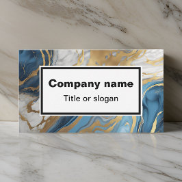 Tarjeta de visita de oro azul y mármol blanco