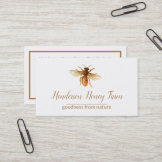 Tarjeta de visita de oro de la abeja de la miel