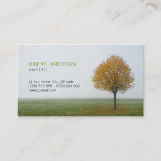 Tarjeta de visita de oro del árbol del otoño de la