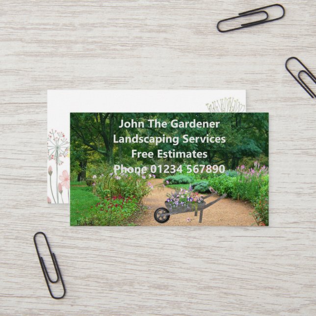 Tarjeta de visita de paisajismo de jardín (Anverso/Reverso In Situ)