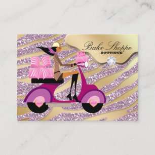 Tarjeta de visita de panadería Cajas de oro rosa