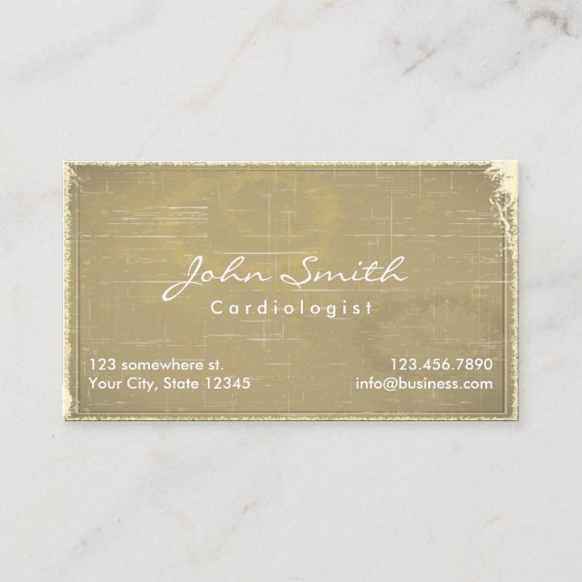 Tarjeta de visita de papel vieja del cardiólogo (Anverso)
