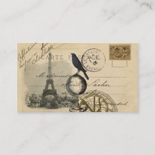 Tarjeta de visita de París del globo del cuervo