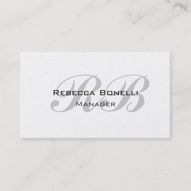 Tarjeta de visita de Pearl Monogram Script Manager (Anverso)