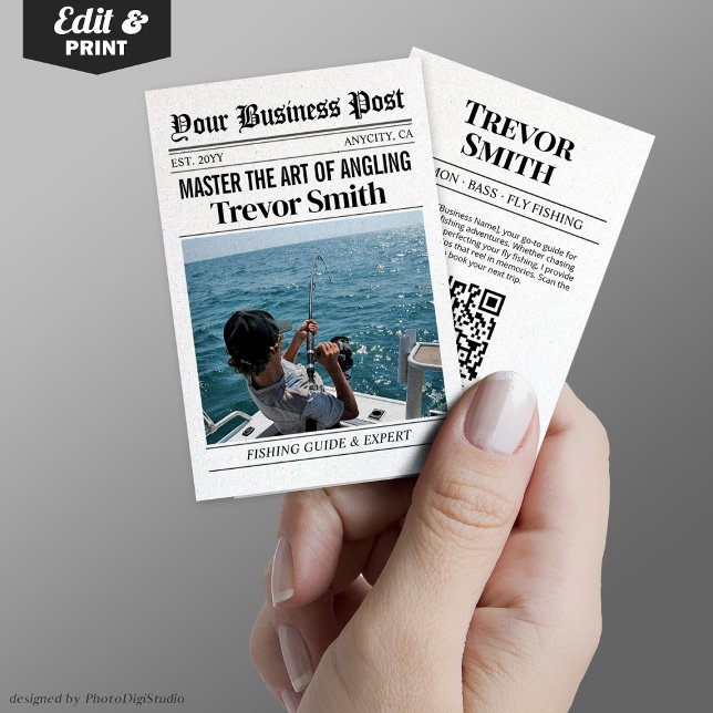 Tarjeta de visita de periódico, Servicio de guía d (Newspaper Business Card, Barber & Grooming Stylist Calling Card)