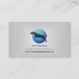 Tarjeta de visita de perro saliente (versión azul)