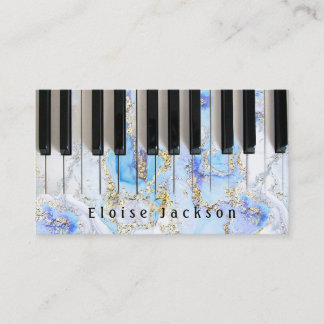 tarjeta de visita de piano y mármol azul