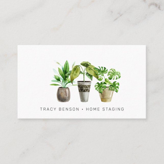 Tarjeta de visita de planta de acuarela (Anverso)
