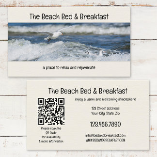 Tarjeta de visita de playa de desayuno y alojamien