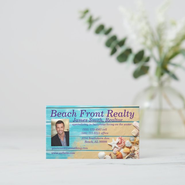 Tarjeta de visita de playa - Realtor (Anverso de pie)