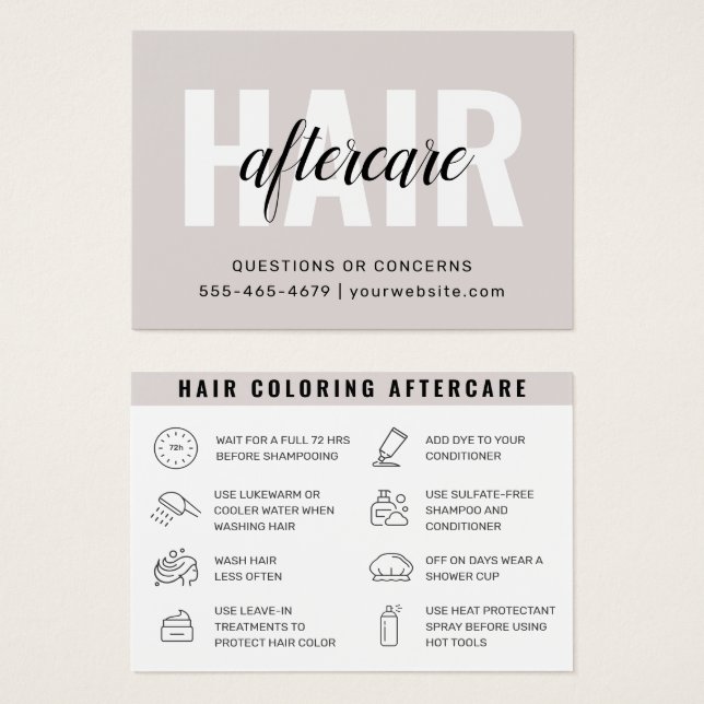 Tarjeta de visita de poscuidado para coloración de (Anverso y reverso)