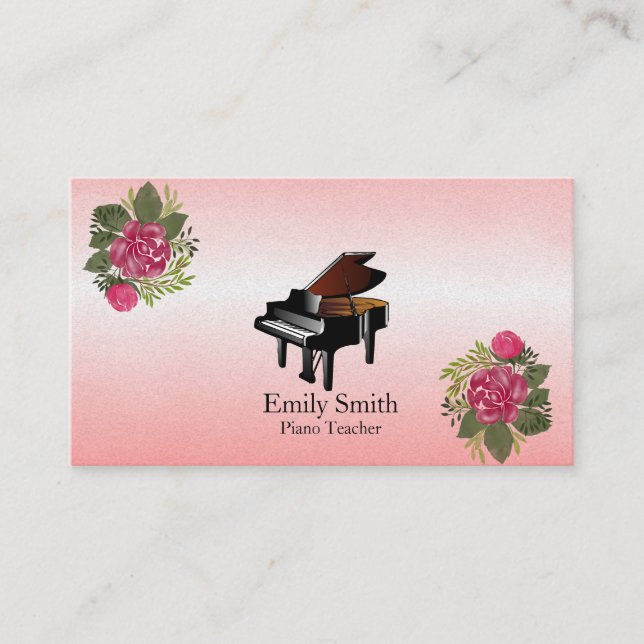 Tarjeta de visita de profesor de piano (Anverso)