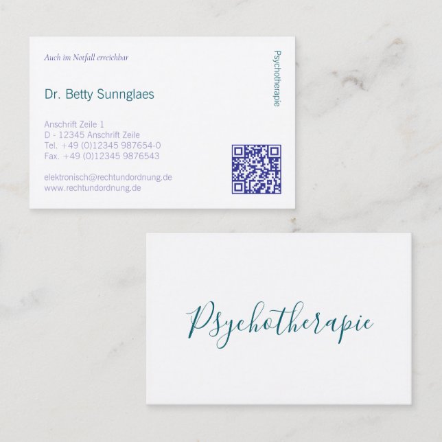 Tarjeta de visita de psicoterapia psicología (Anverso / Reverso)