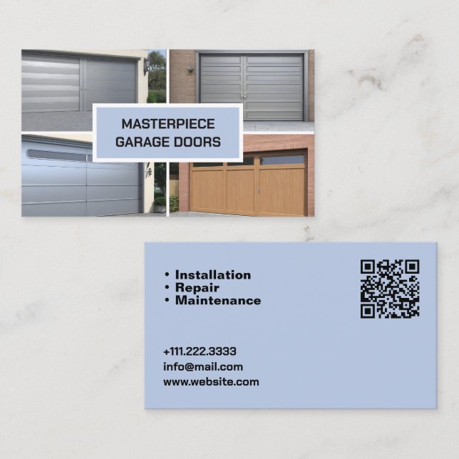 Tarjeta de visita de puerta de garaje QR (Anverso / Reverso)