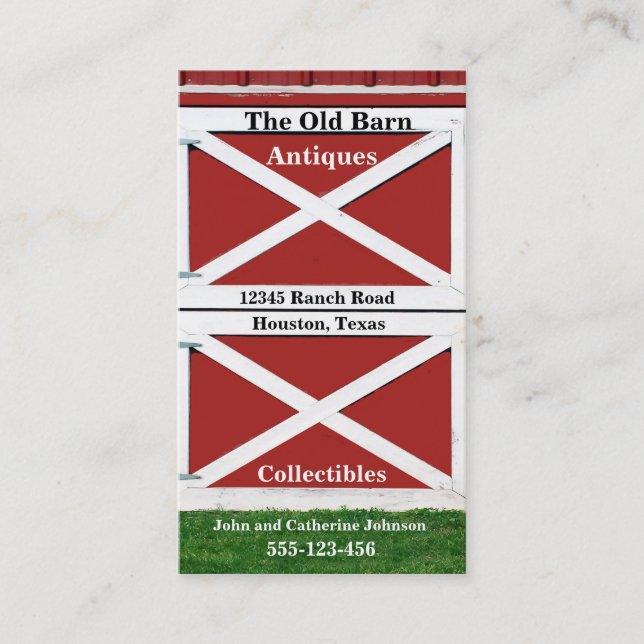 Tarjeta de visita de puerta de la granja roja (Anverso)