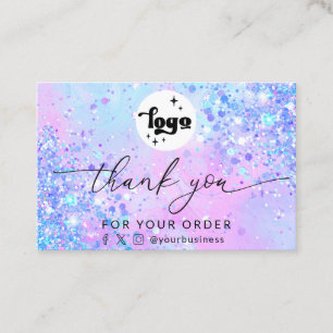tarjeta de visita de purpurina de lavender script