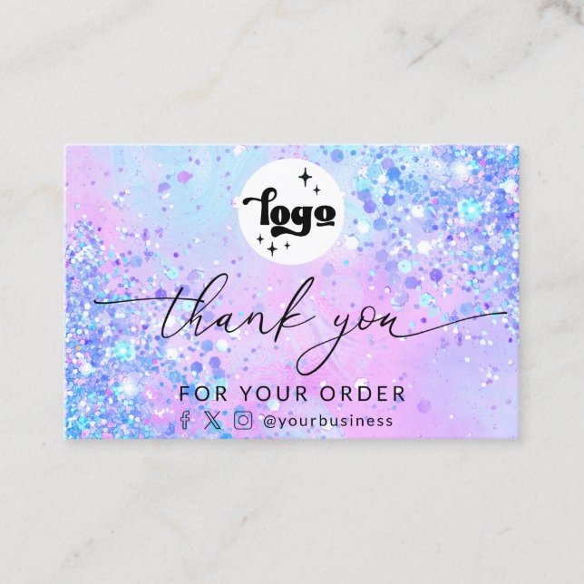 tarjeta de visita de purpurina de lavender script  (Anverso)
