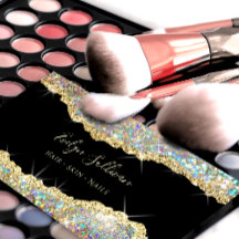 Tarjeta de visita de purpurina iridiscente de oro