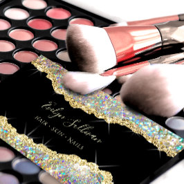 Tarjeta de visita de purpurina iridiscente de oro