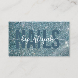 Tarjeta de visita de Purpurina Verde azulado espec