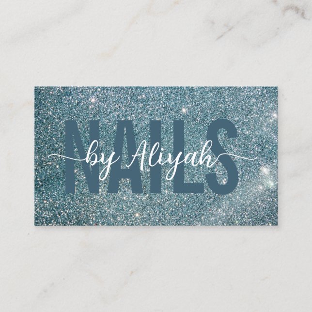 Tarjeta de visita de Purpurina Verde azulado espec (Anverso)