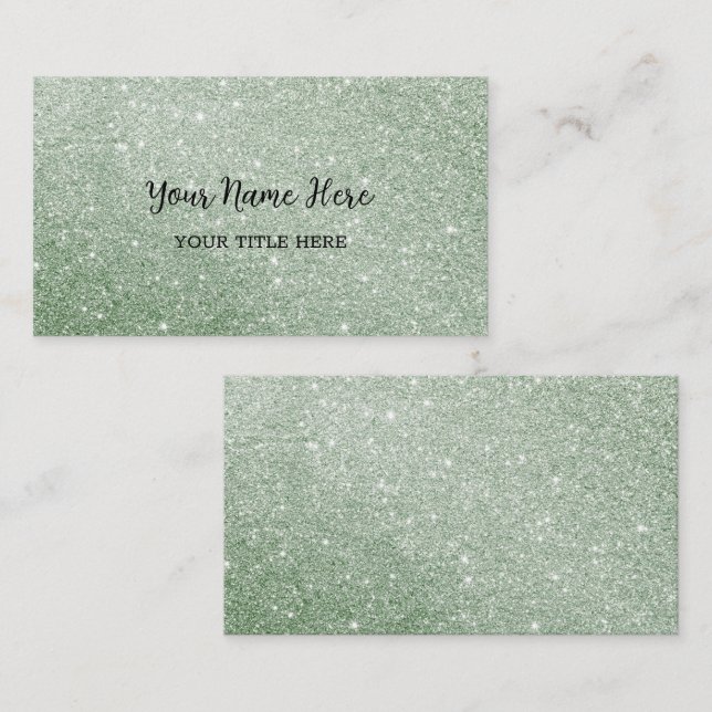 Tarjeta de visita de Purpurina verde personalizado (Anverso / Reverso)
