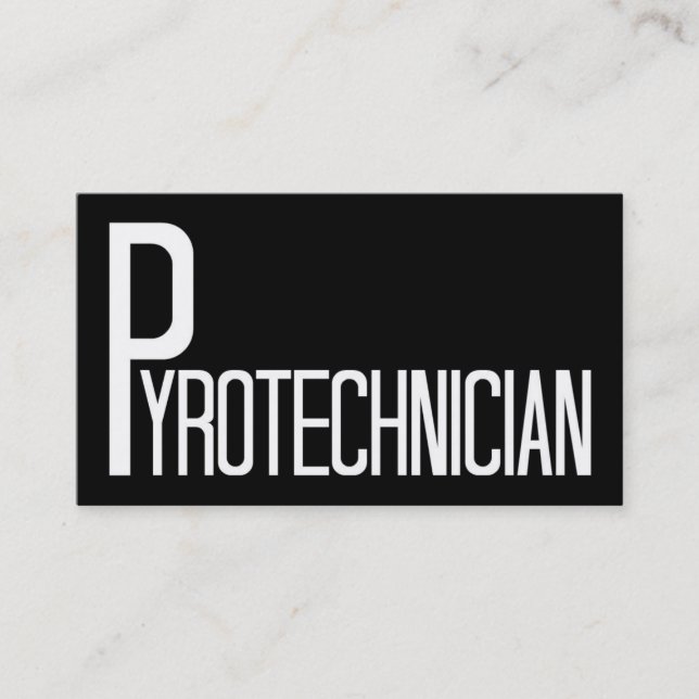 Tarjeta de visita de Pyrotécnico en blanco y negro (Anverso)