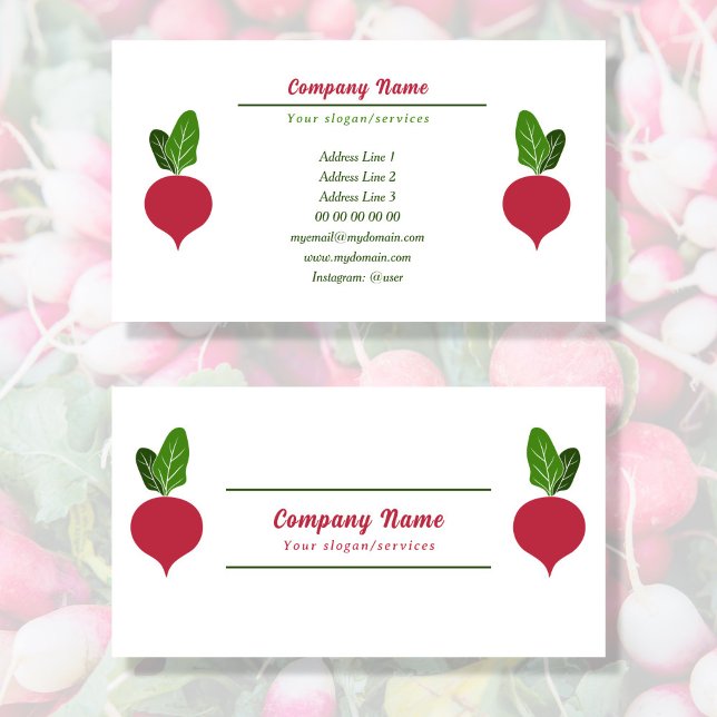 Tarjeta de visita de Radish Vegetable (Radish Business Card)