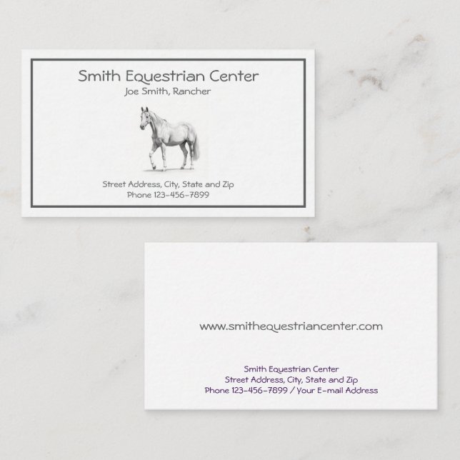 Tarjeta de visita de Rancho de Caballo (Anverso / Reverso)