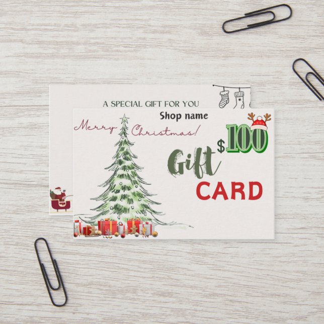 Tarjeta de visita de regalo $100 (Anverso/Reverso In Situ)