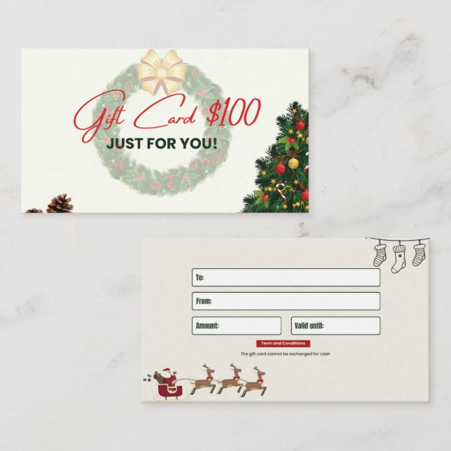 Tarjeta de visita de regalo $100 (Anverso / Reverso)