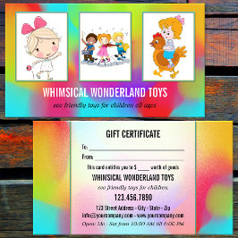 Tarjeta de visita de regalo de la tienda de juguet