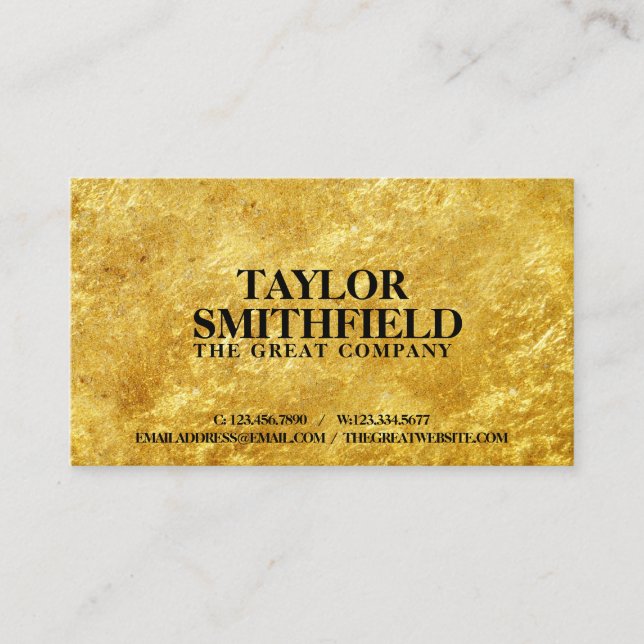 Tarjeta de visita de Relieve metalizado dorado fal (Anverso)