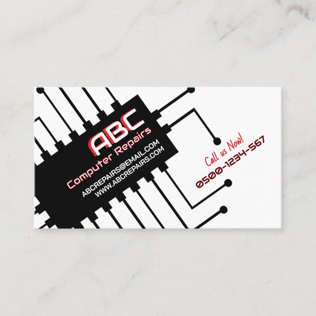 Tarjeta de visita de reparación de computadoras /  (Anverso)