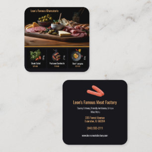 tarjeta de visita de restaurante con entradas
