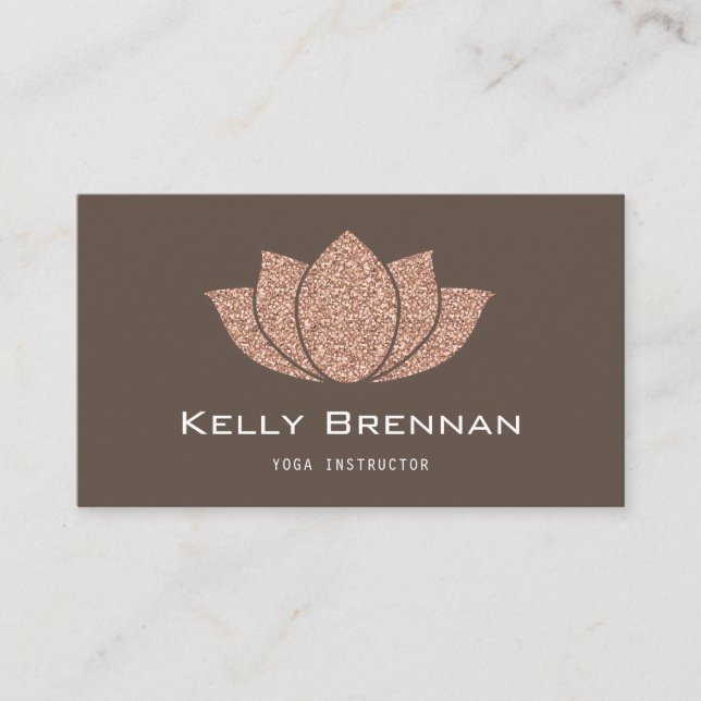 Tarjeta de visita de Rosa Gold Lotus Yoga con foto (Anverso)