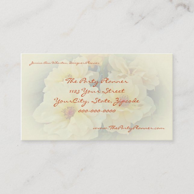 Tarjeta de visita de rosas amarillas (Anverso)