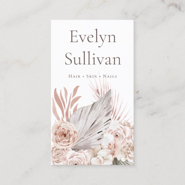 Tarjeta de visita de Rosas Boho (Anverso)